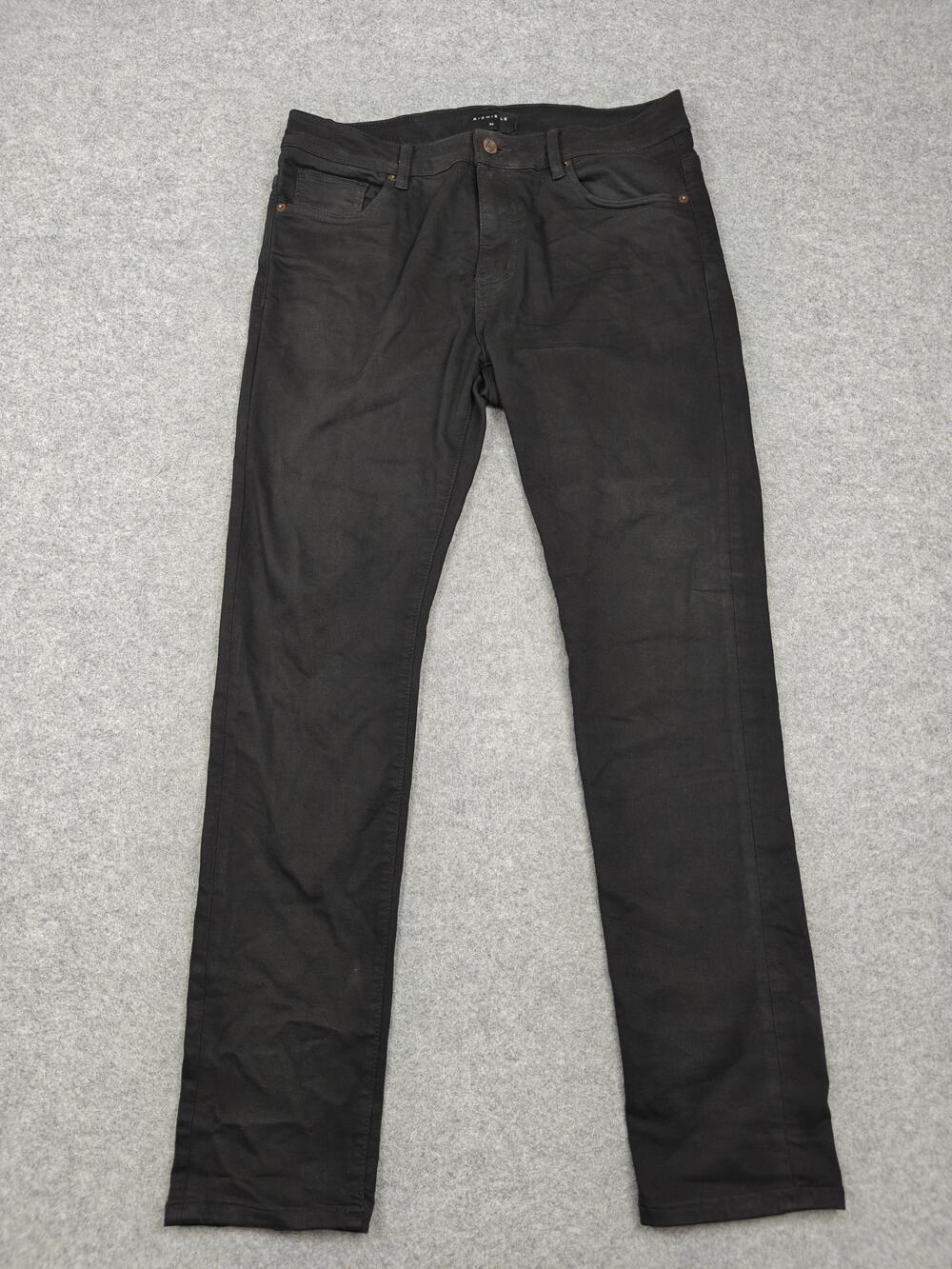Richie Le Jeans Mens 34x34 Black Dark Wash Slim Straight Stretch Denim Pants